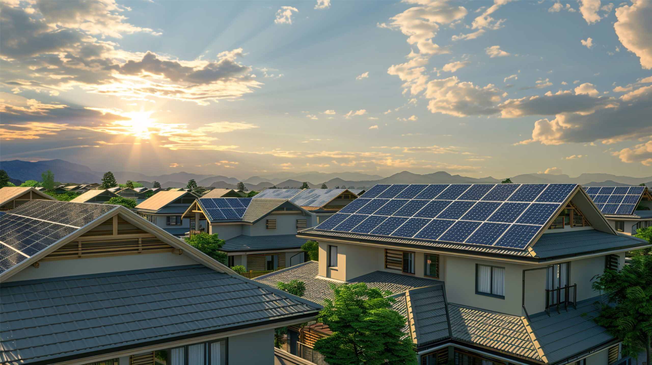 solar panels rooftops sustainable housing community 01